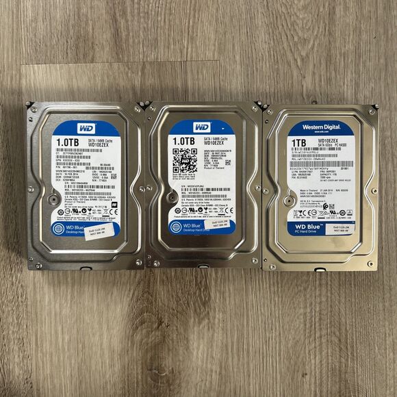 WD Blue 1TB SATA III 6Gbps HDD Lot of 3 WD10EZEX Western Digital 3.5" UNTESTED - Picture 1 of 12